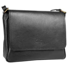 Cluty Umhängetasche echt Leder, Made in Italy schwarz