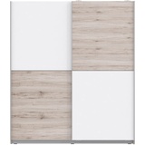 Forte WINNER Schrank 170, Kleiderschrank, Schwebetürenschrank Modern Schlafzimmer 2-türig mit Einlegeböden und Kleiderstange Holzdekor: Sandeiche / Weiß, 170 cm breit x 190.5 cm hoch x 61 cm tief