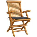 vidaXL Gartenstühle mit Anthrazit Kissen 3 Stk. Massivholz Teak