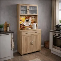 Hti-Living Küchenbuffet mit Glasteil  Sonoma Blanca Bistro Beige