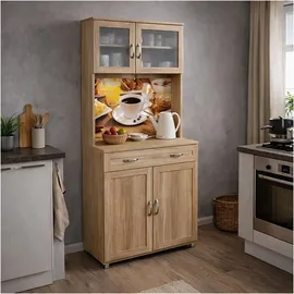 Hti-Living Küchenbuffet mit Glasteil  Sonoma Blanca Bistro Beige