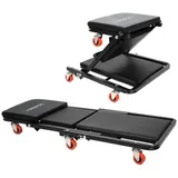 Arebos Werkstatt-Rollbrett AR-HE-RM150, bis 150kg, Rollsitz und Montageliege, 360° drehbar Werkstatt-Liegewagen Sitz-