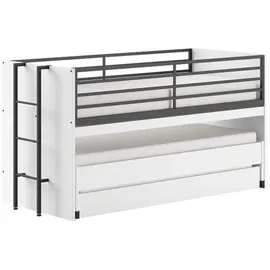 Vipack Halbhochbett SAM 90 x 200 cm Eiche Melamin Dekor weiß schwarz