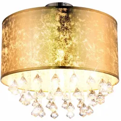 LED Deckenleuchte, Textil, Blattgold Design, 40 cm