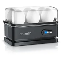 Arendo Eierkocher 6-fach, 400 W, Edelstahl, Warmhaltefunktion, Härtegrad einstellbar, für 6 Eier, Schwarz