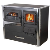 ABC-Design Kaminofen mit Backfach und Herdplatte ABC Concept 2 Air Links Mehrfachbelegung Holzofen 11,6 kW Kamin Ofen Holz Werkstattofen Schwedenofen Hüttenofen Heizofen Holzofen