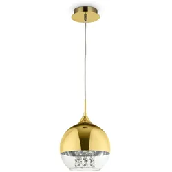 Licht-Erlebnisse Pendelleuchte JOY Gold Transparent Metall Glas Kristall LE116380