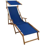 Erst-Holz Gartenliege blau Strandliege Relaxliege Fußablage Sonnendach Buche Deckchair Klappstuhl 10-307FS