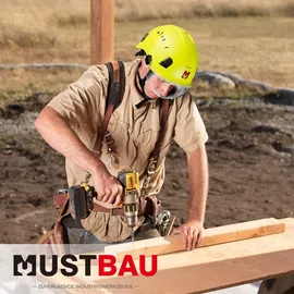 mustbau Sicherheitshelm, EN397 Schutzhelme mit Schweißband und Visier, 53 bis 63cm Verstellbarer Kopfumfang, strapazierfähiges ABS-Material Für Mä
