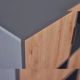 VCM Pepeto Regal 5 Türen, 5 Ablagen grau, Artisan Eiche dekor.