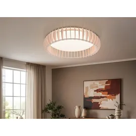Trio Monte 1 LED Deckenleuchte 60 cm Holz Kunststoff weiß