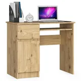 Akord Piksel Links In Der Farbe: Eiche Artisan, Holzwerkstoff, Nachbildung, Holz Optik, 3 Fächer, 1 Schubladen, Rechteckig,Rechteckig, 90x77x50 cm, Arbeitszimmer, Schreibtische, Computertische
