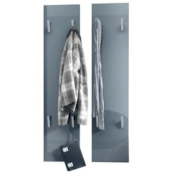 Vladon Garderobenpaneel Wandpaneel 120 (Garderobenpaneel, bestehend aus 2 Paneelen), Grau Hochglanz (je 28 x 120 x 2 cm) grau