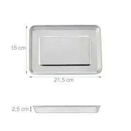 Relaxdays Instrumententablett, 3er Set, H x B x T: 2,5 x 21,5 x 15cm, Edelstahl Laborschale, spülmaschinenfest, silber