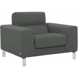 Calia Italia Sessel »Simon Loungesessel, Designsessel, sehr bequem« in zwei Lederqualitäten grau