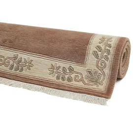 Luxor Living Wollteppich LUXOR LIVING "Adour" Teppiche Gr. B/L: 170 cm x 240 cm, 18 mm, 1 St., rosa (altrosa) Schurwollteppiche reine Wolle, handgeknüpft, mit Bordüre und Fransen, Wohnzimmer