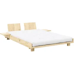 Karup Design Bettgestell »Social Bed, Bett mit oder ohne verstellbares Zubehör, ohne Matratze«, Bett wahlweise mit oder ohne Rückenlehnen und Ablagen. Ohne Matratze Karup Design kiefer klar lackiert