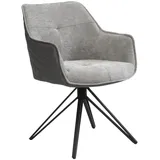 Livetastic Armlehnstuhl, Grau, Schwarz, Dunkelgrau, Metall, Textil, Sternfuß, 57x82x61 cm, Esszimmer, Stühle, Esszimmerstühle, Armlehnenstühle
