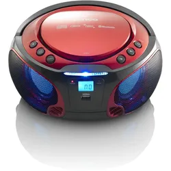 LENCO SCD-550RD CD-Radio mit MP3, USB, BT, Lichteffekte, rot