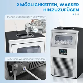 Homcom Kommerzielle Eiswürfelmaschine 30 kg/24 H Eismaschine Edelstahl - Silber