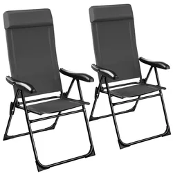 TecTake GmbH Faltbarer Campingstuhl Müritz mit Kopfpolster, Aluminium  2er Set