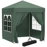 Outsunny Faltpavillon 4 Seitenwänden, Abflusslöcher Fenster, faltbar Partyzelt uv 30+, Gartenzelt mit Tragetasche,