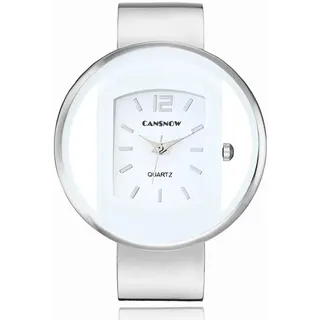 Sphärische Damenuhr in Silber – Elegante Spangenuhr mit Metallarmband, Quarzwerk & sicherem Verschluss für Alltag, Büro & besondere Anlässe