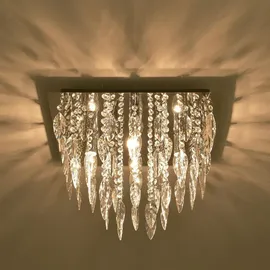 M2OUTLET M2 OUTLETLED-Kornleuchter Silber eckig, Chrom, Ø42cm, klar mit Besätzen
