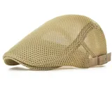 Kuyou Herren Schirmmütze Sommer Kappe Hut Schiebermütze Flatcap (Beige) - Einheitsgröße