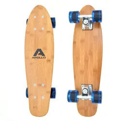 Fancy Skateboard. Vintage Mini Cruiser 22.5 inch naturholzfarben|BLAU 22.5