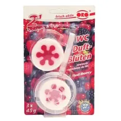 ORO®-fresh WC-Duftblüten 2 in 1 02924 , 1 Packung = 3 x 45 g, Red Berry