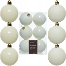 Kaemingk Weihnachtsbaumkugeln bruchfest 8 cm 6 Stück weiß glanz matt