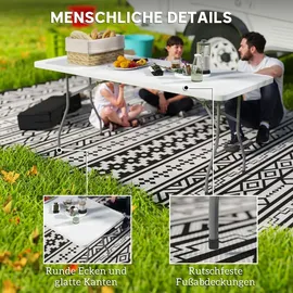 Outsunny Gartentisch Klappbar 180 x 74 x 74 cm Weiß