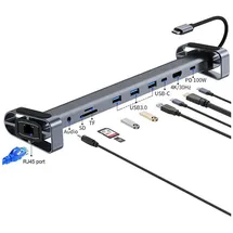 bolwins H36CS 11-in-1 USB-C Docking Station – 4K HDMI, 3 USB 3.0, USB-C Stromversorgung, PD Laden, SD/TF Kartenleser, Ethernet, 3,5 mm Audio Buchse – Kompatibel mit MacBook Pro/Air