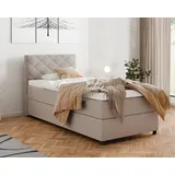Homesy Boxbett, Beige, Holz, Mode, 100x200 cm, Oeko-Tex® Standard 100, Schlafzimmer, Betten, Boxspringbetten