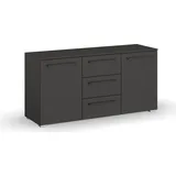 Rauch Kombikommode RAUCH "Skat Pure", grau (graphit), B:120cm H:61cm T:42cm, Holzwerkstoff, Sideboards, Kombikommode, mit 1 Tür und 4 Schubladen in puristischem Design