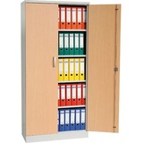 Gürkan Stahlschrank 100107 lichtgrau, buche 92,0 x 42,0 x 195,0 cm, aufgebaut