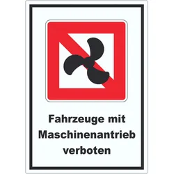 Keine Motorboote Symbol und Text Fahrverbot für Fahrzeuge mit Motor A0 (841x1189mm)
