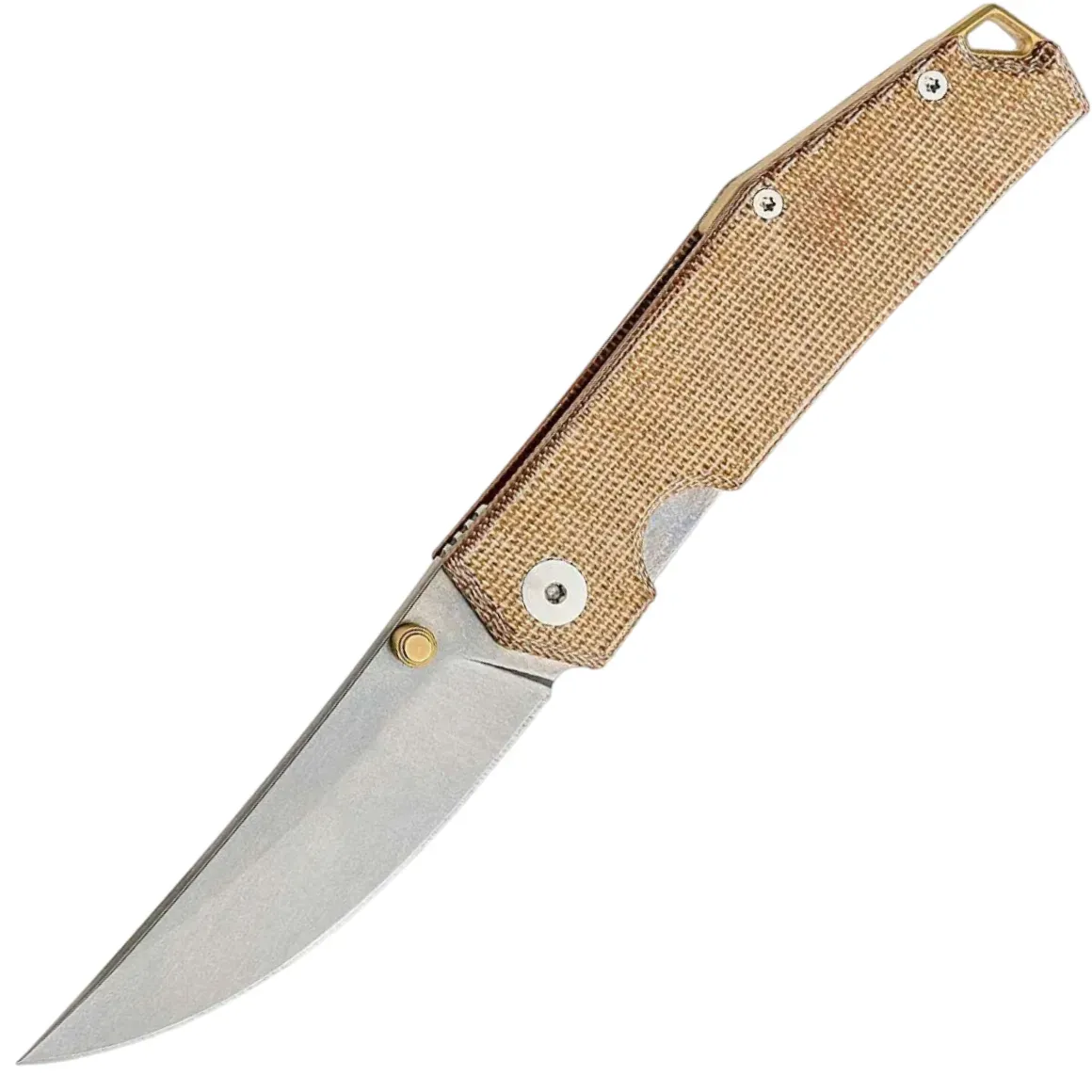 Giant Mouse GM-CLYDE-NAT-MICARTA-BRASS Ace Clyde Natural Canvas Brass Backspacer thumb stud