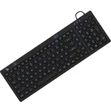 KeySonic Industrietastatur, USB, Beleuchtet, Silikon, schwarz, Wasser und Staub geschützt IP68, DE Layout (DE, Kabelgebunden), Tastatur, Schwarz