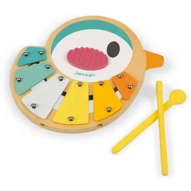 Janod - Pure Xylophon ‘Vogel’ - Musikalisches Holzspielzeug - Musikspielzeug in der Form eines Vogels - 6 Klangstäbe, Trendiges Design, Farben auf Wasserbasis - Babyspielzeug ab 1 Jahr, J05163