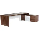 xl moebel gmbh Moderner Eck-Bürotisch Luxus Möbel Holz Braun Weiß Büromöbel Arbeitstisch - Weiß
