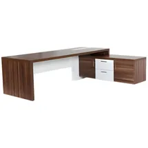 xl moebel gmbh Moderner Eck-Bürotisch Luxus Möbel Holz Braun Weiß Büromöbel Arbeitstisch - Weiß