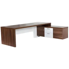 xl moebel gmbh Moderner Eck-Bürotisch Luxus Möbel Holz Braun Weiß Büromöbel Arbeitstisch - Weiß