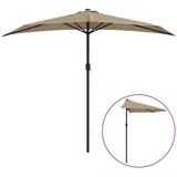 Balkon-Sonnenschirm mit Alu-Mast Taupe 270x144 cm Halbrund