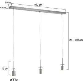 Steinhauer Hängelampe Esstischleuchte Pendellampe 3 flammig Wohnzimmerlampe silber h 150 cm