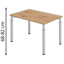 hjh OFFICE PRO Hammerbacher Schreibtisch Y-Serie asteiche/silber, höhenverstellbar, 120 x 68-82 x 80cm