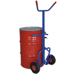 BRB Fasskarre f. 200 Liter Stahlfässer,pannensichere Reifen, BxH 648 x 1069-1480 mm höhenverstellbar, Tragkraft 250 kg