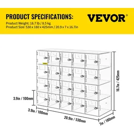 Vevor Handy-Aufbewahrungsspind 20 Fächer 0 x 0 x 0 cm Transparent