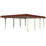 SKANHOLZ Skan Holz Doppelcarport Wendland 630 x 879 cm Alu-Dach Blende Rot